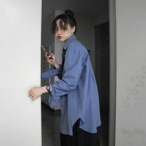 Women Summer Cotton Oversized Blouse Boyfriend Loose Shirt Long Sleeve Single Breasted Cardigan Tops