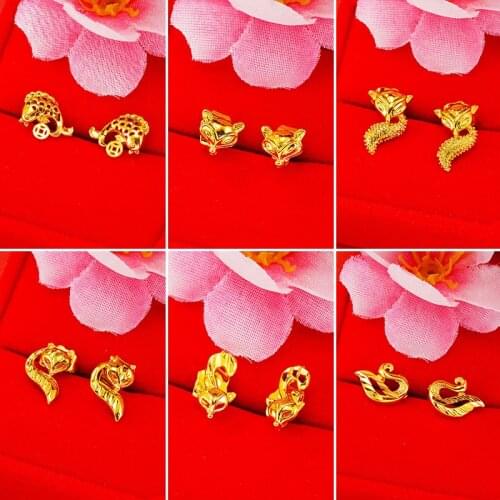 24K Gold Stud Earrings for Women Swan Earrings Fox Fish Korean Earrings Cute Earings Fashion Trendy Jewelry Wholesale