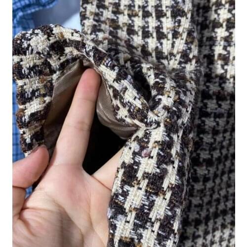Women Coat 2021 Autumn and Winter Houndstooth Tweed Casual Blazer and Mini Skirt
