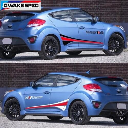 1set Car Sport Styling Sticker For-Hyundai Veloster Accessories Auto Body Both Side Door Strieps Decor Vinyl Decals