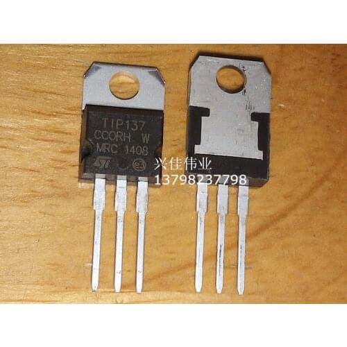 10PCS New TIP137 TO-220 100V / 8A / 70W PNP Darlington Power Transistor