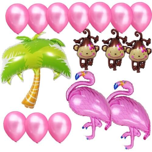 16pcs Flamingo Foil Balloons Hawaii Beach Party Decoration Inflatable Helium Balloon Birthday Wedding Balls Party Supplies
