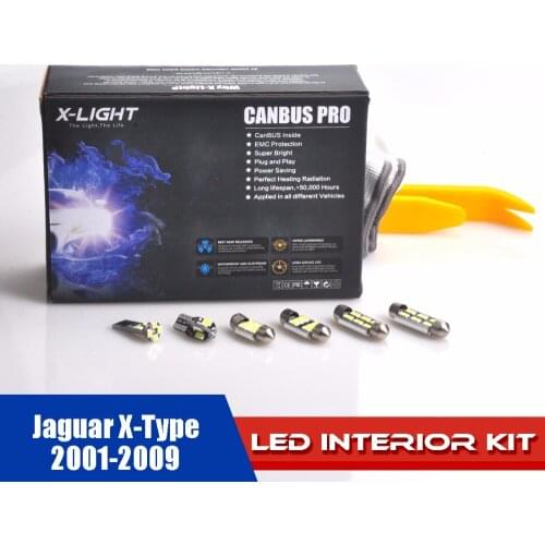 18PCS Error Free White Car LED Lamp Interior Dome/Map/Reading LED Light Kit Tool for Jaguar X-Type 2001-2009