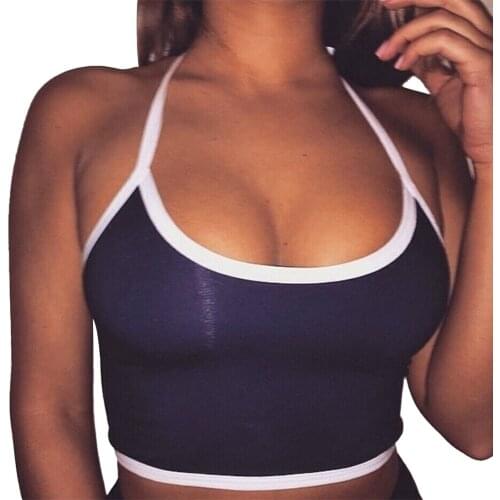 2020 Sexy Crop Tops For Women Halter Fitness Tight Bustier Strappy Skinny T-Shirt Girl Dance Cropped Tops Vest Tank Tops
