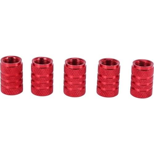5x aluminum alloy bicycle valve caps red