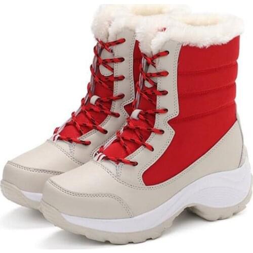Big Size Women Snow Boots Winter Warm Women Boots Waterproof Thick Bottom Female Mid-Calf Boots Platform Fur Shoes Woman WSH3134