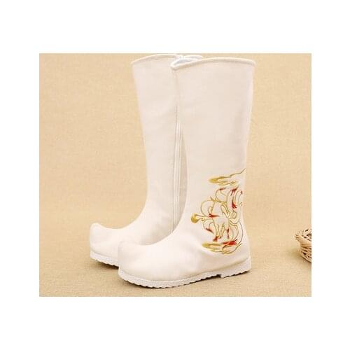 Chinese embroidery Hanfu Boots Men Ethnic Style Anti-skidding Hanfu Shoes Couples Cosplay Black&White Hanfu Boots For Men Women