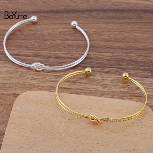 BoYuTe (5 Pieces/Lot) 67*3MM Iron Metal Two-line Concentric Knot Bracelet Factory Direct Sale Diy Handmade Jewelry Accessories