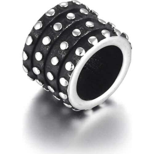 Stainless Steel Cylinder Bead Dots Polished 8mm Large Hole Metal Beads Charms for DIY Bracelet Jewelry Making Accessories