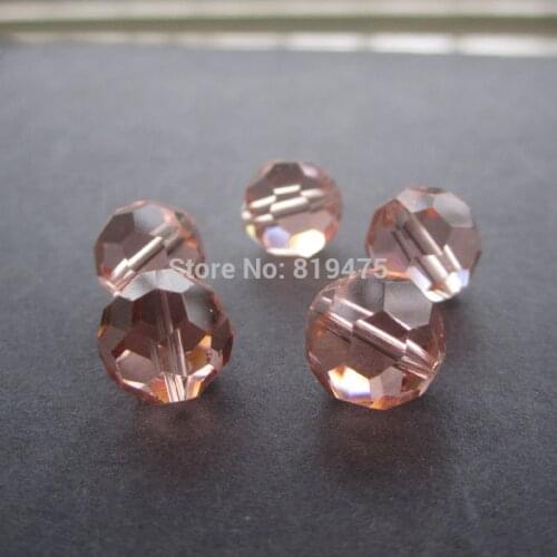 20Pcs/Lot 10mm Ball Faceted Glass Crystal Spacer Beads For Jewelry Making Coral Color