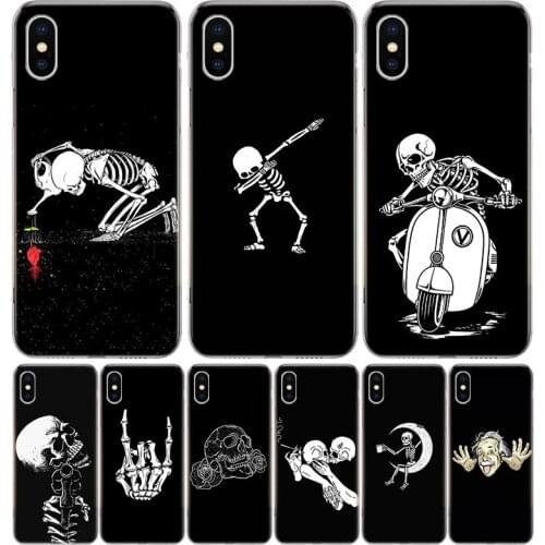 Spooky Skull Funny Dance Skeleton Cover Phone Case For iPhone 11 12 Mini Pro 7 6 X 8 6S Plus XS MAX + XR 5S SE 10 Ten Art TPU Co