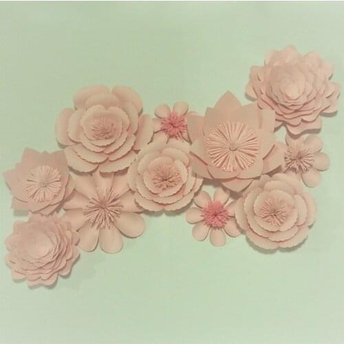 Baby Pink 11PCS SET Giant Paper Flowers For Wedding Backdrop Baby Nursery Fashion Shops Decoration
