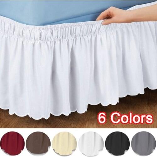 Elastic Bed Skirt Wrap Around Bed Shirts Without Bed Surface Twin /Full/ Queen/ King Size Home Hotel Bed Apron Decor