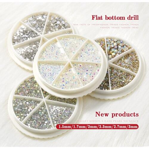 Hnuix nail art small size 0.8-3mm flat bottom drill point bottom mixed size 3D design super flash diamond jewelry manicure DIY d