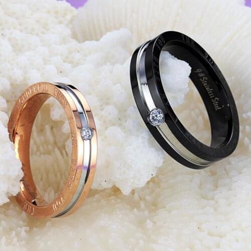 Cyue Exquisite AAA Pave CZ Fashion Creative Stainless Steel Titanium Steel Couple Ring For Women/Men Fashion Jewelry