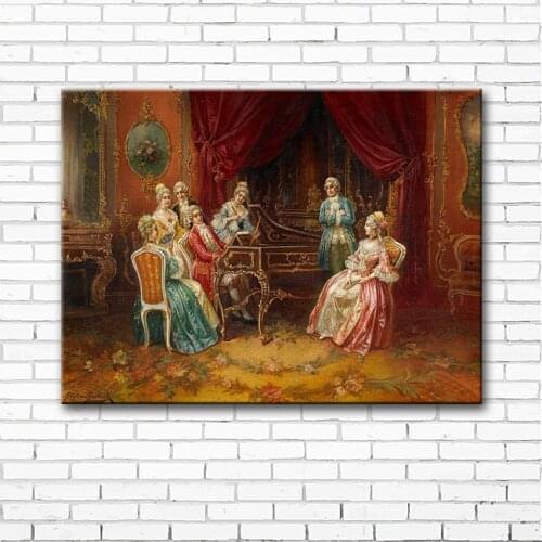 Classical court figure nobility music party oil painting canvas printings printed on canvas home art decoration picture