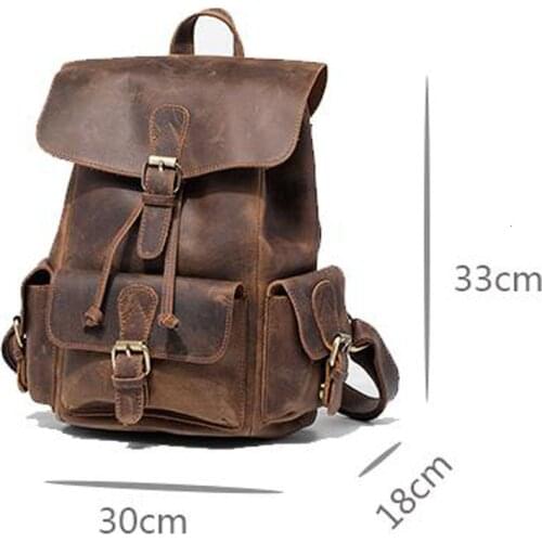 2021 New Crazy Horse Leather Shoulder Bag Retro Handmade Ladies Backpack Shoulder Diagonal Travel College School Bags Fore Girls