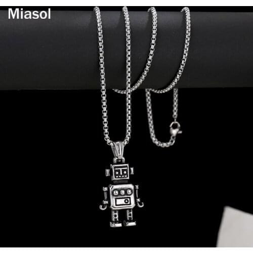 Handsome and Cool Boy Pendant Little Robot Shaped Necklace High Quality Stainless Steel Jewelry Attracting Eyes Ornamental Chain