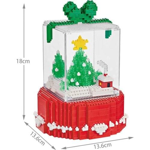 Hot Lepining creators classic Holiday Christmas tree display box light Gift model mini micro diamond blocks bricks toys for gift