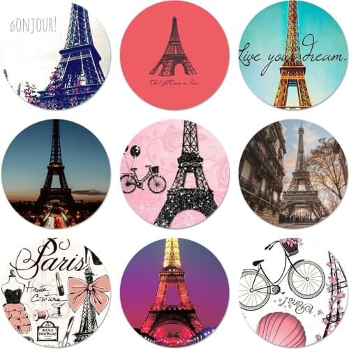 58mm Love London Paris Eiffel tower France Icons Pins Badge Decoration Brooches Metal Badges For Backpack Decoration