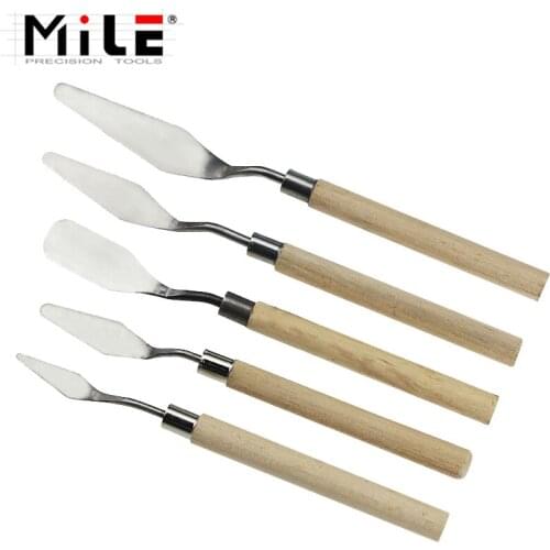 Mile 5Pcs Oil Painting Tools Spatula For Artist Student Anti Slip Supplies Palette Knife Stainless Steel Lightweight Scraper