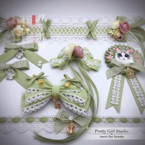 Mori Girl Vintage Lolita KC Hair Band Hairpin Hair Accessories Kawaii Princess Lace Bow Ribbon Headwear Hair clip Tea Party
