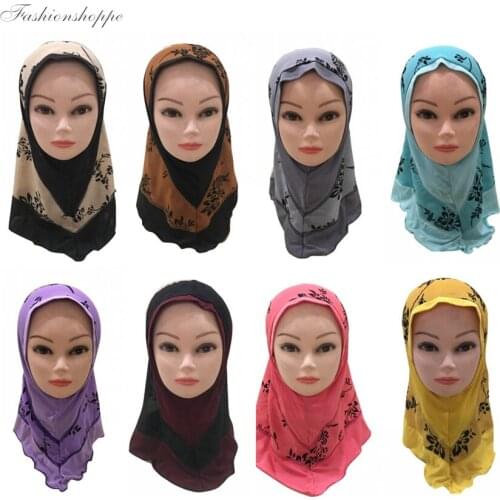 Muslim Kids Girls Hijab One Piece Amira Islamic Turban Cap Headscarf Shawl Wrap Arab Prayer Hijabs Headwear Ready To Wear Scarf
