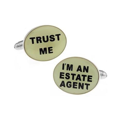 Men Gift Work Wholesale White Colour Copper Material Novelty I'M AN ESTATE AGENT TRUST ME Style Cuff Links