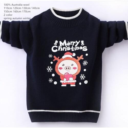 Naizaiga 100% Australia wool deep blue pink lovely animal thick winter girl sweater, FMBR16