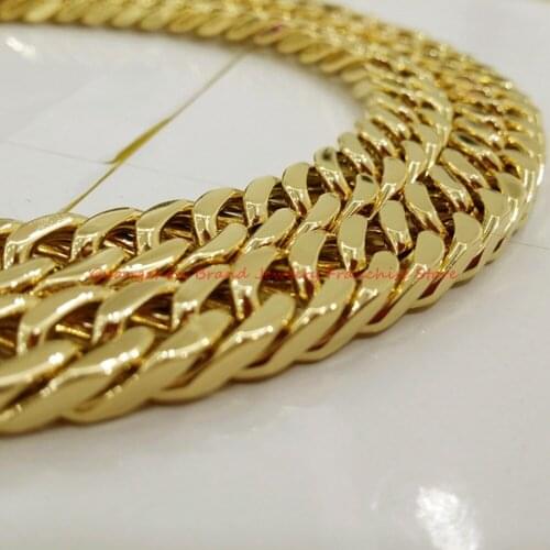 8-40" 10mm New Charming 316L Stainless Steel Gold color Curb Cuban Chain Mens Boys Necklace Fashion Jewelry Top