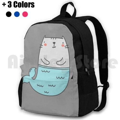 Adorable Mermaid Kitty Cat , Cute Purrmaid , Cat Mermaid Outdoor Hiking Backpack Riding Climbing Sports Bag Mermaid Cat Kitty