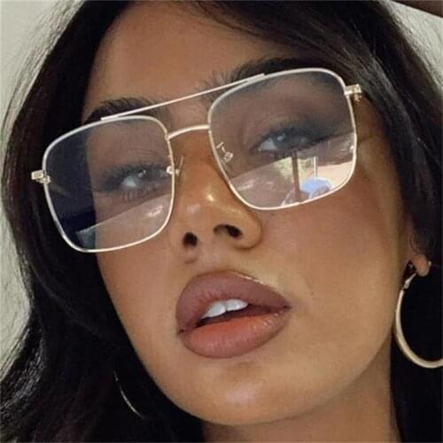 Glasses Frame Men Women Blue Light Anti Lenses Retro Korea Luxury Brand Square Computer Glasses Two Beams Eyeglasses Frame