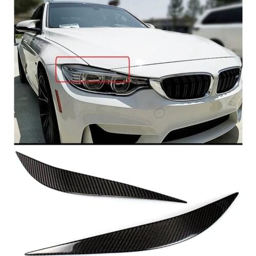 Front Lamp Eyelids Fits for Bmw F80 M3 F82 F83 M4 F32 F33 F36 2014-2018 Real Dry Carbon Fiber Headlight Eyebrows Cover Trims