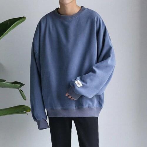 2019 round neck pullover , hoodless solid color Plush pullover, long sleeves of lovers' original accommodation style