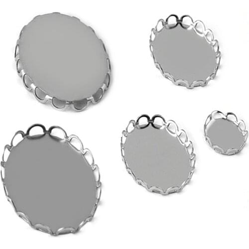 30pcs Stainless Steel Pendant Blank 13x18mm 18x25mm Lace Oval-shaped Cameo Cabochons,WHOLESALE DIY Jewelry Fittings