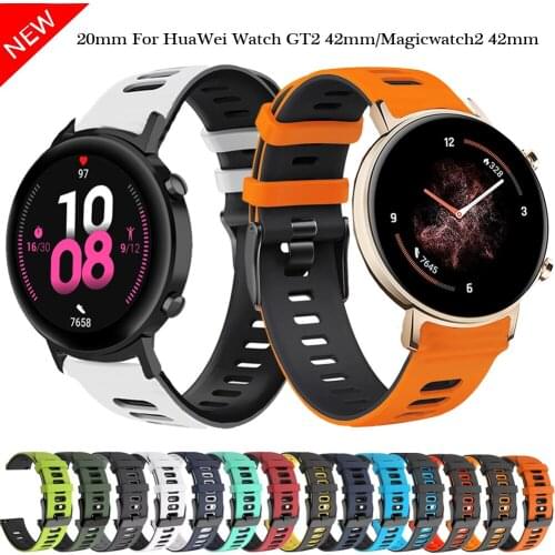 New 20mm Smart Watch Bracelet Strap For Huawei Watch GT2 42mm Silicone Watch Band For Honor Magicwatch 2 42mm Sport Wrist Strap