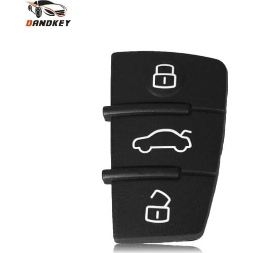 Dandkey 2X Replacement 3 Button Rubber Pad Switchblade Remote Key Shell Fob For Audi A3 A4 A5 A6 A8 Q5 Q7 TT S LINE RS Key Case