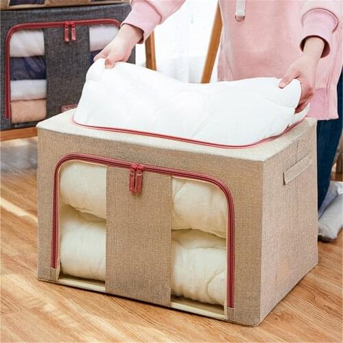 22L Foldable Storage Bag Clothes Quilt Organizer Waterproof Oxford Clear Window Clothing Wardrobe Organizer Home Storage Pouch