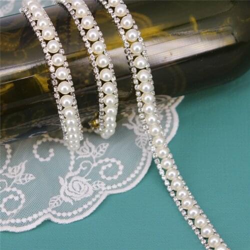 Pearls Wedding Necklace Garment Decoration Costume Applique DIY Trimming Belt Fashion Long Tassel Crystal Rhinestone Trim