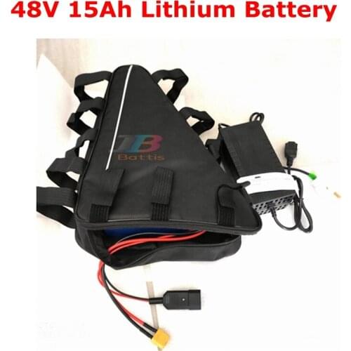 Triangle bag li-ion battery pack 13s bms 18650 cell 48V 15Ah Lithium ion for 750W lectric bike scooter kit bicycle 3A charger