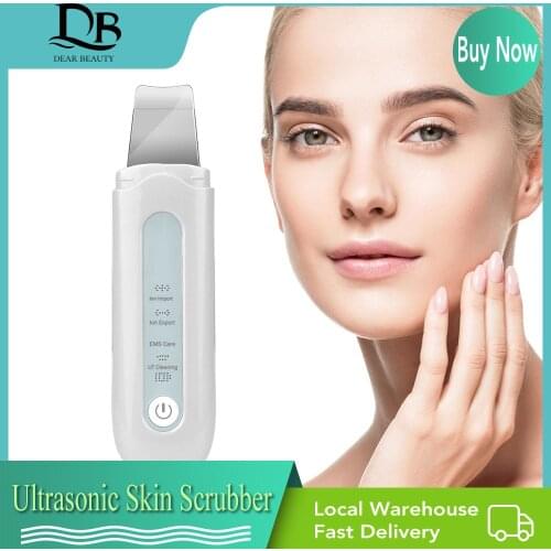 Ultrasonic Skin Scrubber Rechargeable Ion Deep Face Cleaning Vibration Massager Acne Blackhead Removal Cleanser Facial Care Spa