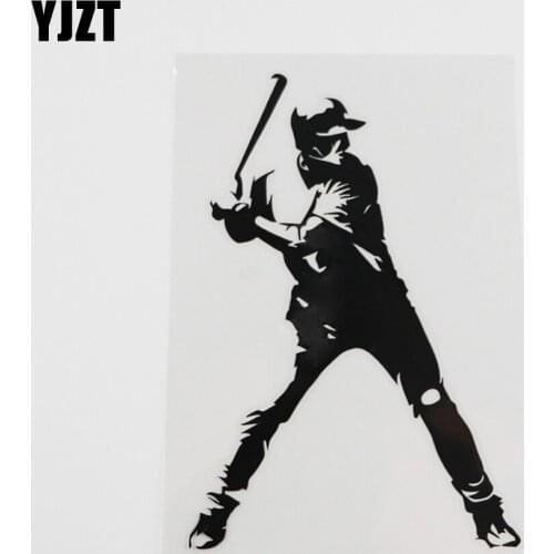 YJZT 10CMX14.6CM High Quality Baseball Sport Player Vinyl Car Sticker Black/Silver 8A-0250