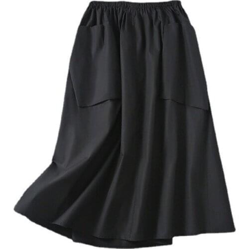 Three-dimensional bag skirt womens cotton elastic waist skirt 2021 summer new style a-line skirt black
