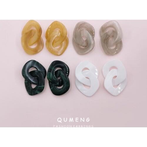Fashion Hot Sell Geometric Exaggerated Irregular Chain Acrylic Resin Large Stud Earrings Ladies Charm Statement Jewelry