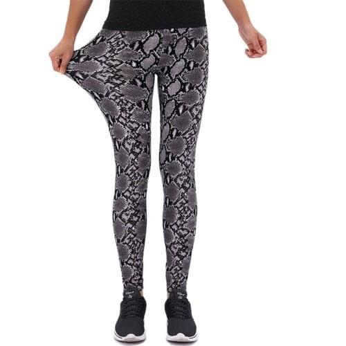 INDJXND Women Snakeskin Pattern Leggings Push Up Workout Femme Elastic Sportswear Printing Trousers Ankle-Length Slim Bottom