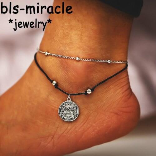 YC-UPGO Boho Silver Color Multilayer Anklets For Women Vintage Link Anklet Bracelet Female Handmade Valentine Jewelry Gifts