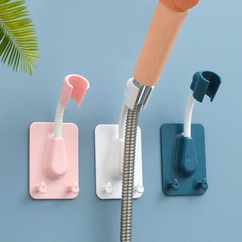 360° Shower Head Holder Adjustable Self-Adhesive Showerhead Bracket Wall Mount With 2 Hooks Stand SPA Bathroom Universal ABS 1pc