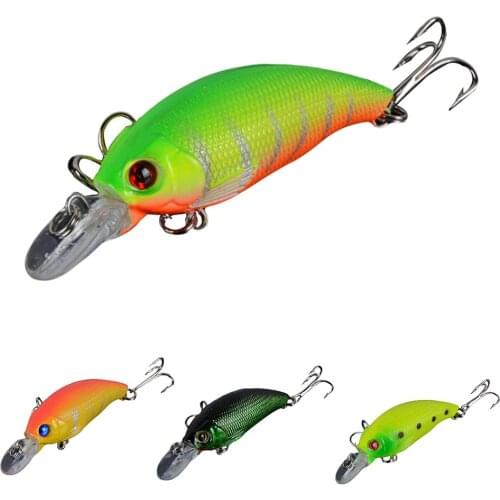 1PC 4 Colors Plastic Hard Crank Crankbait Baits Fishing Lures Two Treble Hooks 3D Fake Fish Lure