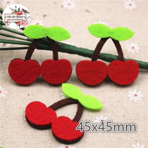 4CM 10pcs Non-woven patches Cherry Felt Appliques for clothes Sewing Supplies diy craft ornament