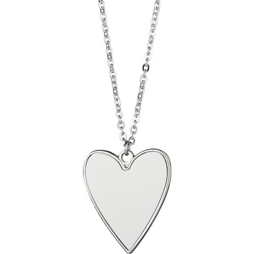 10pcs/lot sublimation blank necklaces pendants heart O word flat chain couple pendant hot tranfer printing consumable